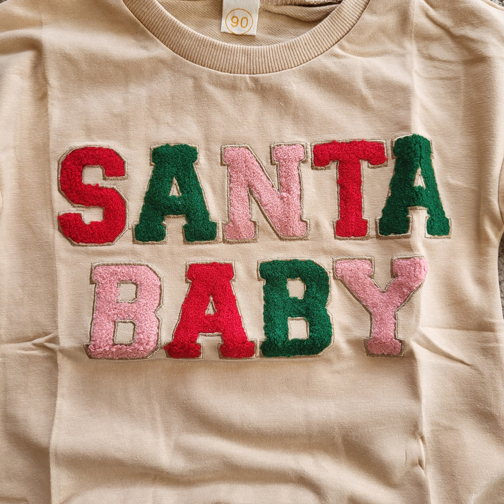 Unisex Baby Long Sleeve “Santa Baby” Christmas Bodysuit – Beige – NWOT - Picture 3 of 6